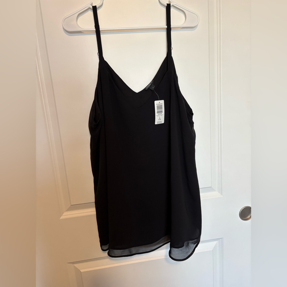 NWT 2x Torrid Sophia Black Chiffon Cami Top
